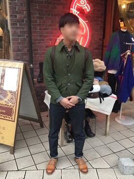 「アイテム（ドレスシューズ、ブラウン系）」を使った、たっしーさん（メンズ・167cm）の冬コーディネート