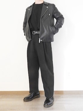 「平成最後のWEARISTAセンバツ」｜「アイテム（ライダースジャケット）」を使った、としちゃんさん（メンズ・163cm）の春コーディネート