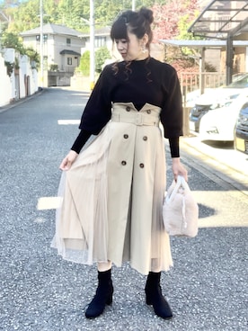 「トレンチスカート」｜miyukitty518さん（レディース・158cm）の秋コーディネート