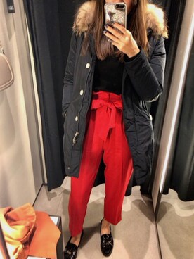 「WOOLRICH（ウールリッチ）のアイテム（ダウンジャケット/コート）」を使った、lauleaiさん（レディース・167cm）の冬コーディネート