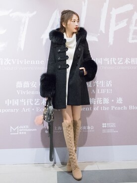 「rich-（リッチ）のアイテム（ジャケット/アウター）」を使った、Helena美洋洋さん（レディース・162cm）の冬コーディネート