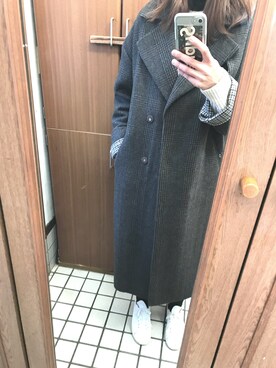 「ADAM ET ROPE'（アダムエロペ）の無双ウールトレンチコート（トレンチコート、ブラウン系）」を使った、momoさん（レディース・169cm）の冬コーディネート