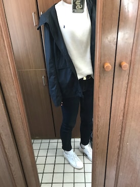 「UNIQLO（ユニクロ）のアイテム（ブルゾン、ブラック系）」を使った、momoさん（レディース・169cm）の春コーディネート