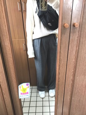 「CLANE（クラネ）のアイテム（パンツ、グレー系）」を使った、momoさん（レディース・169cm）の秋コーディネート