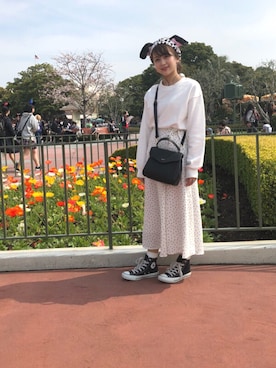 「101匹わんちゃん」｜「アイテム（スウェット）」を使った、rinangoさん（レディース・145cm）の春コーディネート