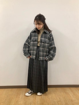 「ハーフアップ」｜「アイテム（その他アウター）」を使った、rinangoさん（レディース・146cm）の秋コーディネート