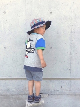 「CHUMS（チャムス）のアイテム（スウェット）」を使った、RYU ◡̈♡さん（キッズ・100cm）の春コーディネート