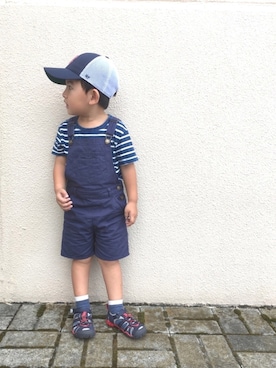 「ネイビーコーデ」｜「アイテム（オールインワン・サロペット）」を使った、RYU ◡̈♡さん（キッズ・100cm）の夏コーディネート