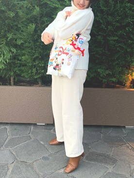 「RANDA（ランダ）のストレスフリー/ストレッチショートブーツ（ブーツ、ベージュ系）」を使った、h.さん（レディース・160cm）の秋コーディネート