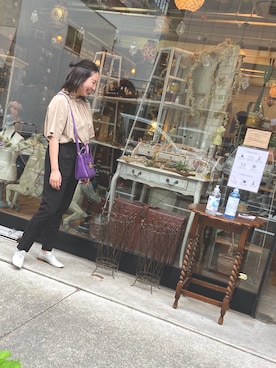 「Repetto（レペット）のOXFORD SHOE / ZIZI (PATENT / Colombe )（ドレスシューズ、グレー系）」を使った、h.さん（レディース・160cm）の秋コーディネート