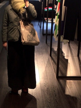 「アイテム（ソックス/靴下、グリーン系）」を使った、mos156さん（レディース・161cm）の冬コーディネート