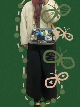 「アイテム（ソックス/靴下、グリーン系）」を使った、mos156さん（レディース・161cm）の冬コーディネート