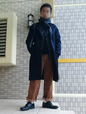 「STUDIOUS（ステュディオス）のアイテム（ノーカラージャケット）」を使った、ぱんちさん（メンズ・167cm）の冬コーディネート