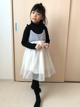 「アイテム（ワンピース/ドレス）」を使った、sakisakiさん（キッズ・120cm）の冬コーディネート
