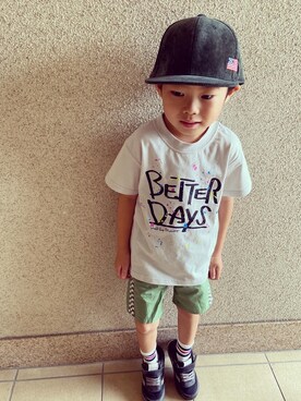 「F.O.KIDS（エフオーキッズ）のアイテム（キャップ）」を使った、ゆうき◡̈⋆さん（キッズ・110cm）の夏コーディネート