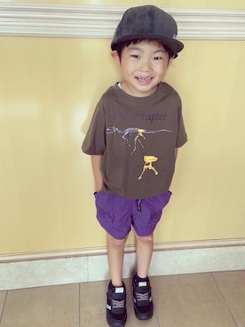 「F.O.KIDS（エフオーキッズ）のアイテム（キャップ）」を使った、ゆうき◡̈⋆さん（キッズ・110cm）の夏コーディネート