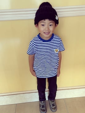 「AZUL by moussy（アズールバイマウジー）のアイテム（帽子）」を使った、ゆうき◡̈⋆さん（キッズ・110cm）の秋コーディネート