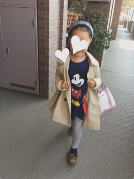 「UNIQLO（ユニクロ）のアイテム（ワンピース、ブルー系）」を使った、KiKiさん（キッズ・138cm）の春コーディネート