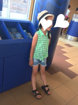 「FLYING TIGERS（フライングタイガー）のアイテム（帽子）」を使った、KiKiさん（キッズ・110cm）の夏コーディネート