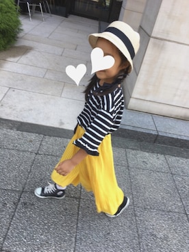 「GU（ジーユー）のアイテム（トップス、ブラック系）」を使った、KiKiさん（キッズ・138cm）の秋コーディネート