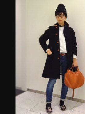 「IENA」｜「アイテム（ニットキャップ/ビーニー）」を使った、かえさん（レディース・161cm）の冬コーディネート