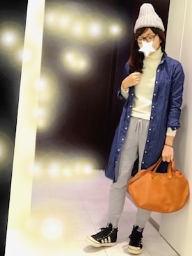 「SEVENDAYS=SUNDAY（セブンデイズサンデイ）のアイテム（ニットキャップ/ビーニー）」を使った、かえさん（レディース・161cm）の冬コーディネート