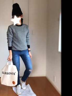 「旦那さんのを借りました」｜かえさん（レディース・161cm）の冬コーディネート