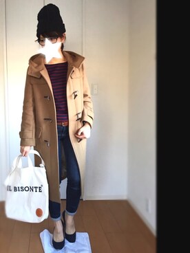 「NANO universe（ナノユニバース）のアイテム（ダッフルコート）」を使った、かえさん（レディース・161cm）の冬コーディネート
