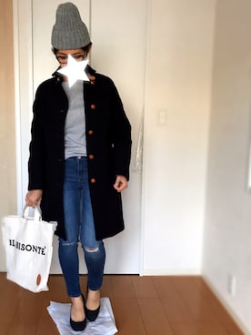 「SEVENDAYS=SUNDAY（セブンデイズサンデイ）のアイテム（ニットキャップ/ビーニー）」を使った、かえさん（レディース・161cm）の冬コーディネート