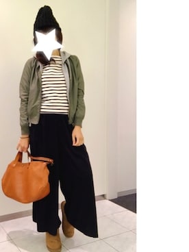 「無印良品（ムジルシリョウヒン）のアイテム（ブルゾン）」を使った、かえさん（レディース・161cm）の冬コーディネート