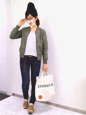 「無印良品（ムジルシリョウヒン）のアイテム（ブルゾン）」を使った、かえさん（レディース・161cm）の春コーディネート