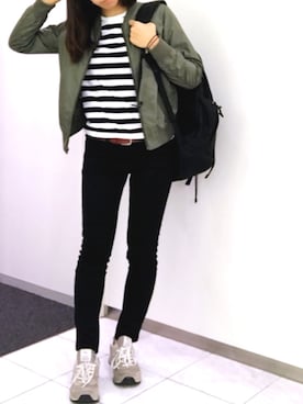 「無印良品（ムジルシリョウヒン）のアイテム（ブルゾン）」を使った、かえさん（レディース・161cm）の春コーディネート