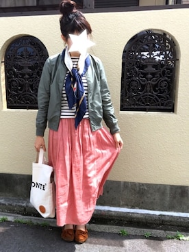 「無印良品（ムジルシリョウヒン）のアイテム（ブルゾン）」を使った、かえさん（レディース・161cm）の春コーディネート