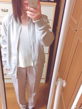「RETRO GIRL（レトロガール）のアイテム（ブルゾン、グレー系）」を使った、CHIHIROさん（レディース・143cm）の春コーディネート