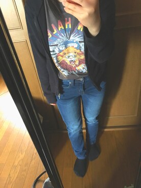 「GU（ジーユー）のアイテム（デニムパンツ、ブルー系）」を使った、CHIHIROさん（レディース・143cm）の夏コーディネート