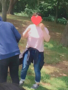 「UNIQLO（ユニクロ）のアイテム（トップス、ピンク系）」を使った、CHIHIROさん（レディース・143cm）の夏コーディネート