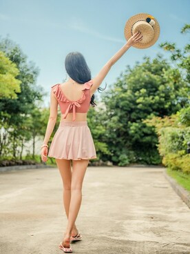 「アイテム（水着/着物・浴衣）」を使った、angellunaさん（レディース・170cm）の冬コーディネート