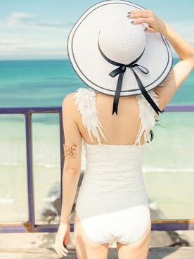 「アイテム（水着/着物・浴衣）」を使った、angellunaさん（レディース・170cm）の冬コーディネート