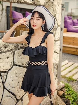 「アイテム（水着/着物・浴衣）」を使った、angellunaさん（レディース・170cm）の冬コーディネート