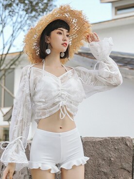 「アイテム（水着/着物・浴衣）」を使った、angellunaさん（レディース・170cm）の春コーディネート