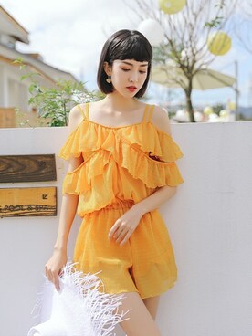 「アイテム（水着/着物・浴衣）」を使った、angellunaさん（レディース・170cm）の冬コーディネート