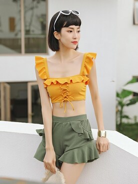 「アイテム（水着/着物・浴衣）」を使った、angellunaさん（レディース・170cm）の冬コーディネート