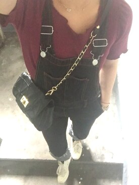「NICE CLAUP（ナイスクラップ）のアイテム（サロペット/オーバーオール）」を使った、yuki_xuさん（レディース・158cm）の春コーディネート