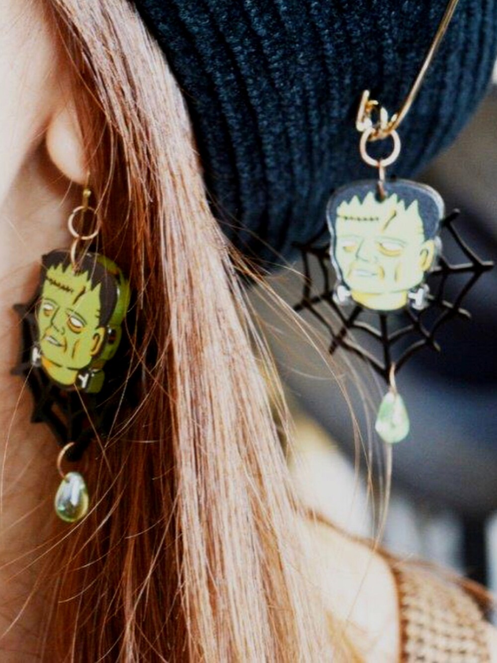 「モンスター、PINS、ピアス、カリフォルニア」｜「Miss Ladybugのアイテム（ピアス（両耳用）、グリーン系）」を使った、wolfpack_mayuさん（メンズ・160cm）の秋コーディネートの1枚目の写真