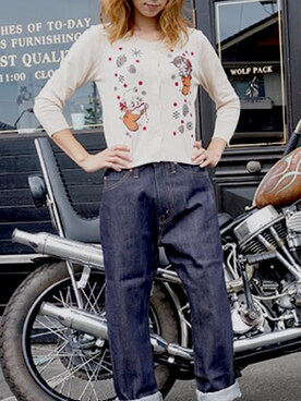 カーディガン ボレロを使った バイク女子 のレディース人気ファッションコーディネート Wear