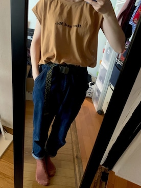 「niko and...（ニコアンド）のアイテム（デニムパンツ、ブルー系）」を使った、arikoさん（レディース・147cm）の夏コーディネート