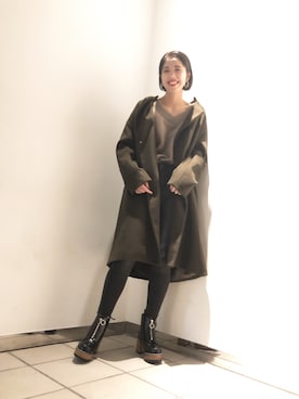 「JEANASIS（ジーナシス）のアイテム（チェスターコート）」を使った、フィーさん（レディース・164cm）の冬コーディネート