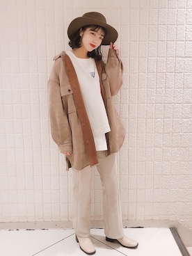 「ラテコーデ」｜「アイテム（帽子）」を使った、フィーさん（レディース・164cm）の冬コーディネート