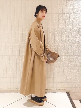 「アイテム（ステンカラーコート）」を使った、フィーさん（レディース・164cm・20代）の冬コーディネート