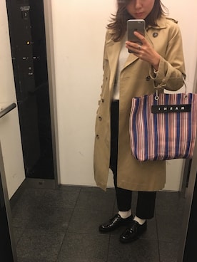 「A.P.C.（アーペーセー）のアイテム（トレンチコート）」を使った、y.さん（レディース・152cm）の秋コーディネート